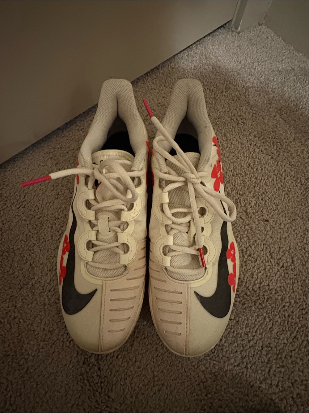 Nike w/ Naomi Oskar off White and Black Shoes with cherry blossom Accents